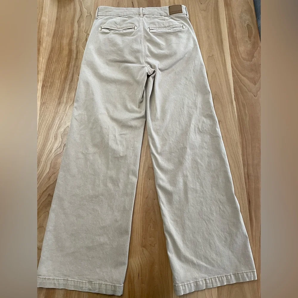 American Eagle Pants Wide Leg Pants Khaki Button Size 2 Stretch Fabric - Picture 3 of 6